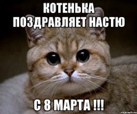 Котенька поздравляет Настю с 8 марта !!!