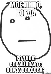 Мое лицо, когда Родные спрашивают: Когда свадьба?