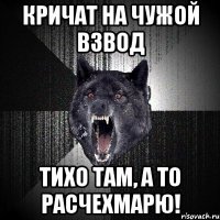 Кричат на чужой взвод Тихо там, а то расчехмарю!