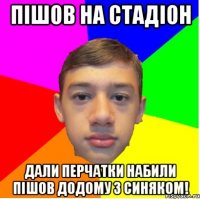 Пішов на стадіон Дали перчатки набили пішов додому з синяком!