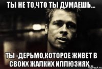 Ты не то,что ты думаешь... Ты -дерьмо,которое живет в своих жалких иллюзиях...