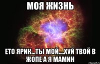 МОЯ ЖИЗНЬ ЕТО ЯРИК...ТЫ МОЙ....ХУЙ ТВОЙ В ЖОПЕ А Я МАМИН