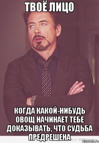  когда какой-нибудь овощ начинает тебе доказывать, что судьба предрешена