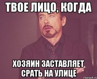 Твое лицо, когда хозяин заставляет срать на улице