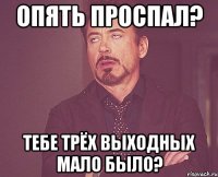 ОПЯТЬ ПРОСПАЛ? ТЕБЕ ТРЁХ ВЫХОДНЫХ МАЛО БЫЛО?