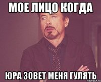 Мое лицо когда Юра зовет меня гулять