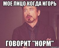 мое лицо когда Игорь говорит "норм"