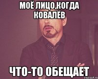 моё лицо,когда Ковалёв что-то обещает