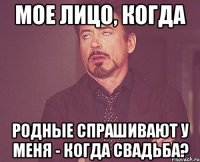 Мое лицо, когда Родные спрашивают у меня - Когда свадьба?