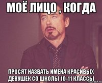 Моё лицо , когда просят назвать имена красивых девушек со школы 10-11 классы