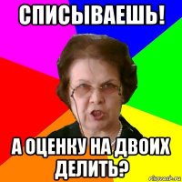 Списываешь! а оценку на двоих делить?