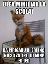 Blea minii iar la scolai Da pirigaru di eri inci nu so zatipit di mini! :D:D:D