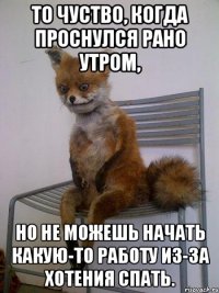 То чуство, когда проснулся рано утром, но не можешь начать какую-то работу из-за хотения спать.