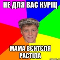 НЕ ДЛЯ ВАС КУРІЦ МАМА ВЄНТЄЛЯ РАСТІЛА