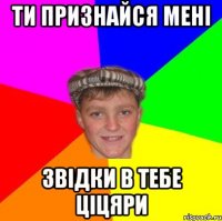 ТИ ПРИЗНАЙСЯ МЕНІ ЗВІДКИ В ТЕБЕ ЦІЦЯРИ