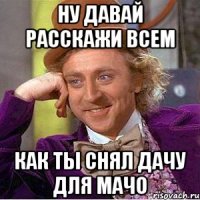 Ну давай расскажи всем Как ты снял дачу для мачо