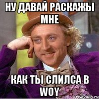 Ну давай раскажы мне как ты слилса в WOY