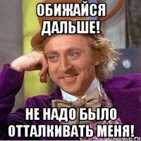 Обижайся дальше! Не надо было отталкивать меня!