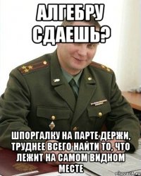 Алгебру сдаешь? Шпоргалку на парте держи, труднее всего найти то, что лежит на самом видном месте