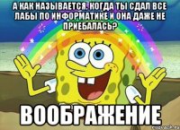 а как называется, когда ты сдал все лабы по информатике и она даже не приебалась? ВООБРАЖЕНИЕ