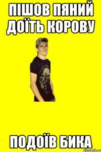 Пішов пяний доїть корову подоїв бика
