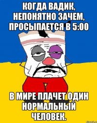 Когда Вадик, непонятно зачем, просыпается в 5:00 В мире плачет один нормальный человек.