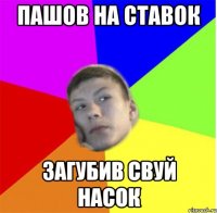 пашов на ставок загубив свуй насок
