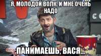 я, молодой волк, и мне очень надо панимаешь, вася...