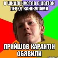 в школі настяв в цвіток перед канікулами прийшов карантін обявили