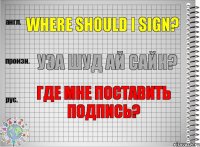 Where should I sign? уэа шуд ай сайн? Где мне поставить подпись?