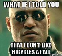 WHAT IF I TOLD YOU THAT I DON'T LIKE BICYCLES AT ALL