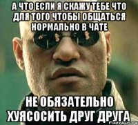 А что если Я скажу тебе что для того чтобы общаться нормально в чате не обязательно хуясосить друг друга