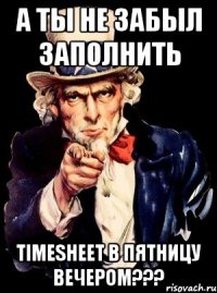 А ты не забыл заполнить TIMESHEET в пятницу вечером???