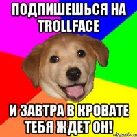 Подпишешься на Trollface И завтра в кровате тебя ждет он!