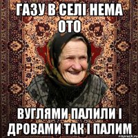 ГАЗУ В СЕЛІ НЕМА ОТО ВУГЛЯМИ ПАЛИЛИ І ДРОВАМИ ТАК І ПАЛИМ
