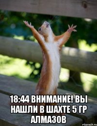  18:44 Внимание! Вы нашли в шахте 5 гр алмазов