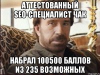Аттестованный SEO-специалист Чак набрал 100500 баллов из 235 возможных