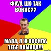 фууу, шо так воняє?? мала, я ж посила тебе помица!!!