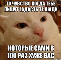 То чувство когда тебе пишут гадость те люди Которые сами в 100 раз хуже вас