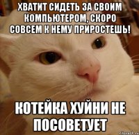 Хватит сидеть за своим компьютером, скоро совсем к нему приростешь! Котейка хуйни не посоветует