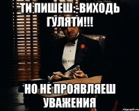 Ти пишеш:-Виходь гуляти!!! но не проявляеш уважения