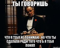 ты говоришь что я тебя не понимаю , но что ты сделала ради того что б я тебя понял