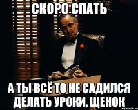 СКОРО СПАТЬ А ТЫ ВСЁ ТО НЕ САДИЛСЯ ДЕЛАТЬ УРОКИ, ЩЕНОК