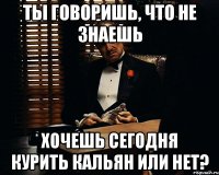 Ты говоришь, что не знаешь Хочешь сегодня курить кальян или нет?