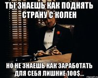 ты знаешь как поднять страну с колен но не знаешь как заработать для себя лишние 100$...