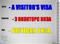 - a visitor's visa - э визиторс виза - гостевая виза.