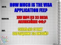 How much is the visa application fee? хау мач из зэ виза апликэйшн фи:? Сколько стоит обращение за визой?