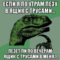 если я по утрам лезу в ящик с трусами... лезет ли по вечерам ящик с трусами в меня?