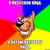 Я лизу свои яйца, а потом лизу твое лицо.