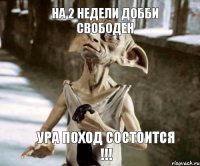 Ура поход состоится !!!  На 2 недели Добби свободен